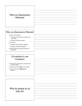 Why not Quantitative  Methods?  Why not Quantitative Methods?  division into variables: