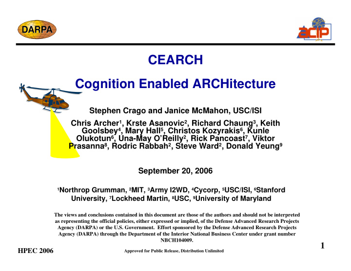 cearch cognition enabled architecture