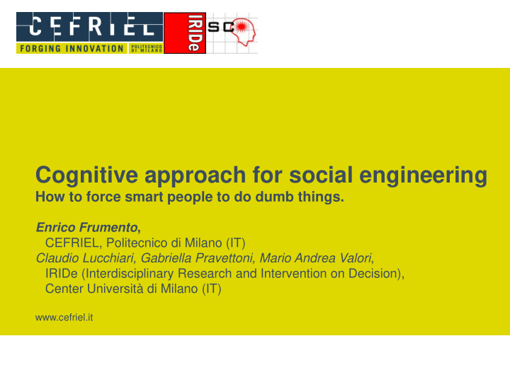 cognitive approach for social engineering