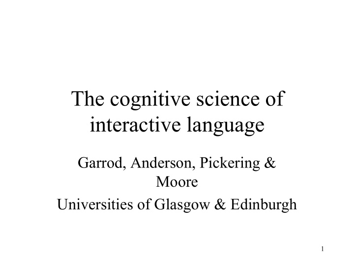 the cognitive science of interactive language