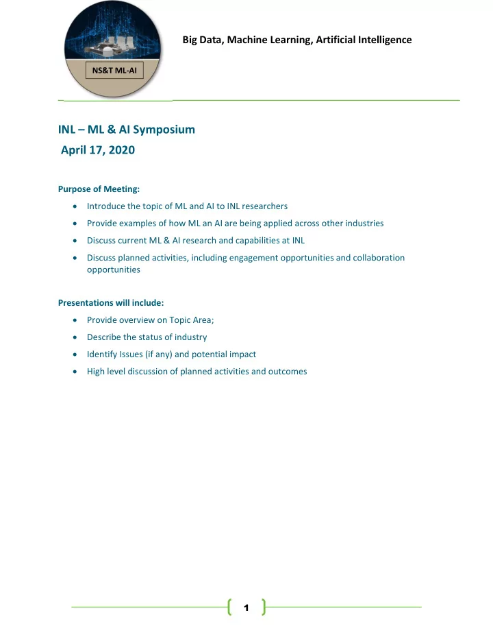 inl ml ai symposium april 17 2020