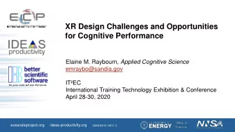 for Cognitive Performance Elaine M. Raybourn, Applied Cognitive Science  emraybo@sandia.gov  ITEC