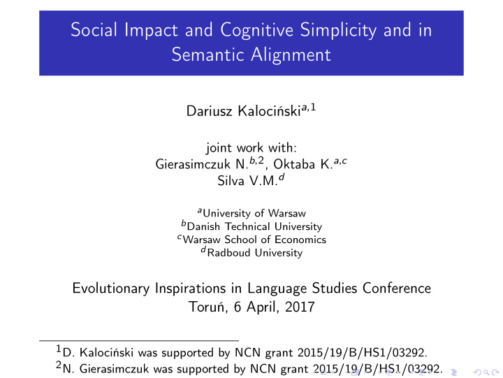 social impact and cognitive simplicity and in semantic