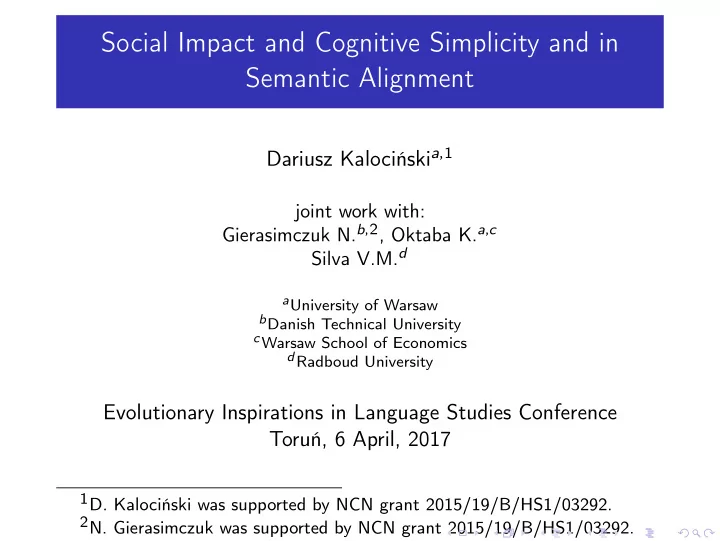 social impact and cognitive simplicity and in semantic