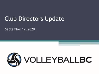 Club Directors Update  September 17, 2020  Welcome and introduction  1.  2.  3.  4.  5.  Overview