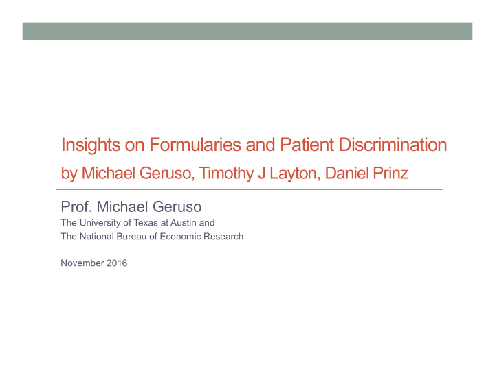 insights on formularies and patient discrimination