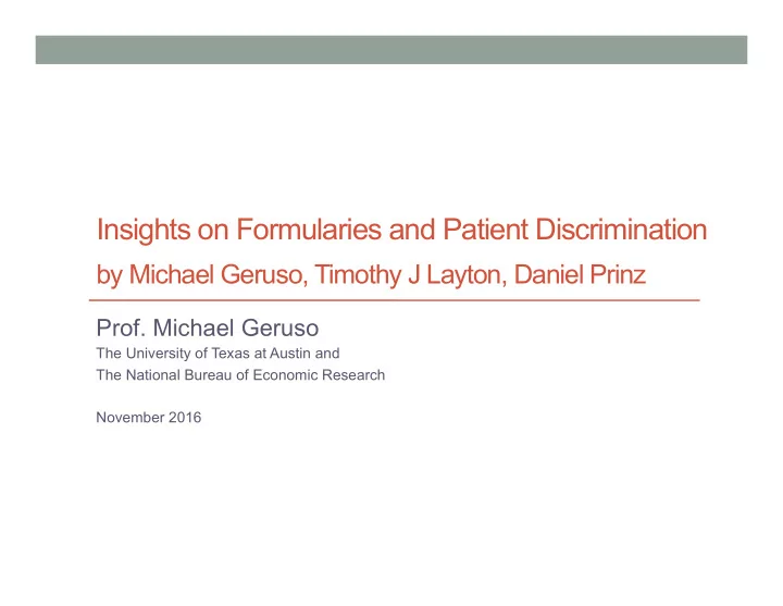 insights on formularies and patient discrimination