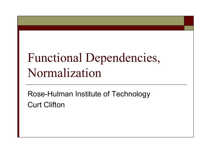 functional dependencies normalization