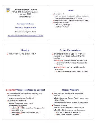 News  CPSC 111,  Intro to Computation  Jan-Apr 2006  labs last week  still time to work