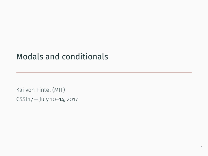 modals and conditionals