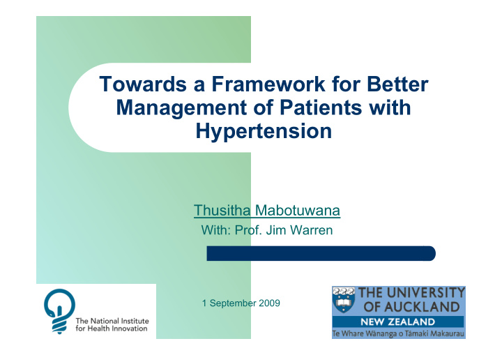 towards a framework for better management of patients