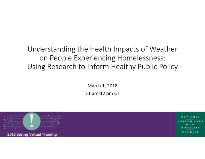 understanding the health impacts of weather on people