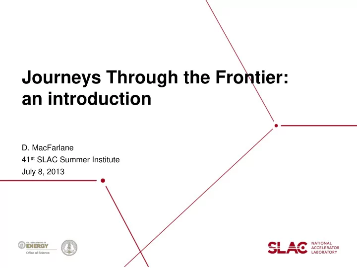 journeys through the frontier