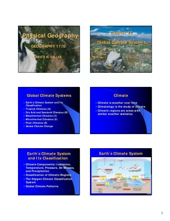Physical Geography  Physical Geography  Global Climate Systems  Global Climate Systems  GEOGRAPHY