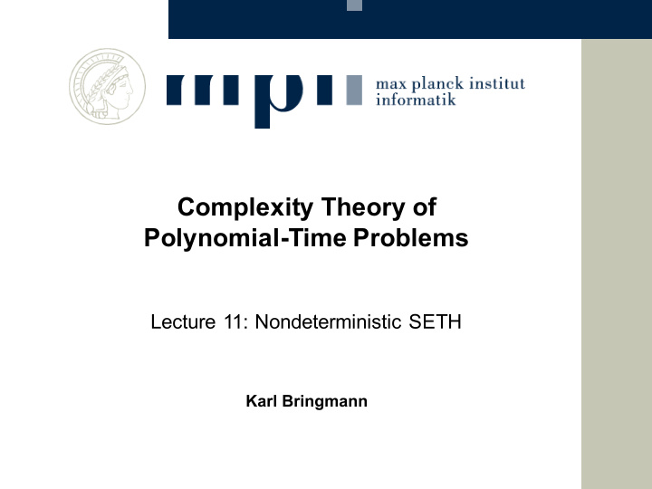complexity theory of polynomial time problems