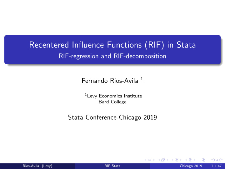 recentered influence functions rif in stata