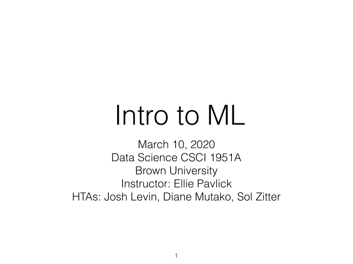 intro to ml