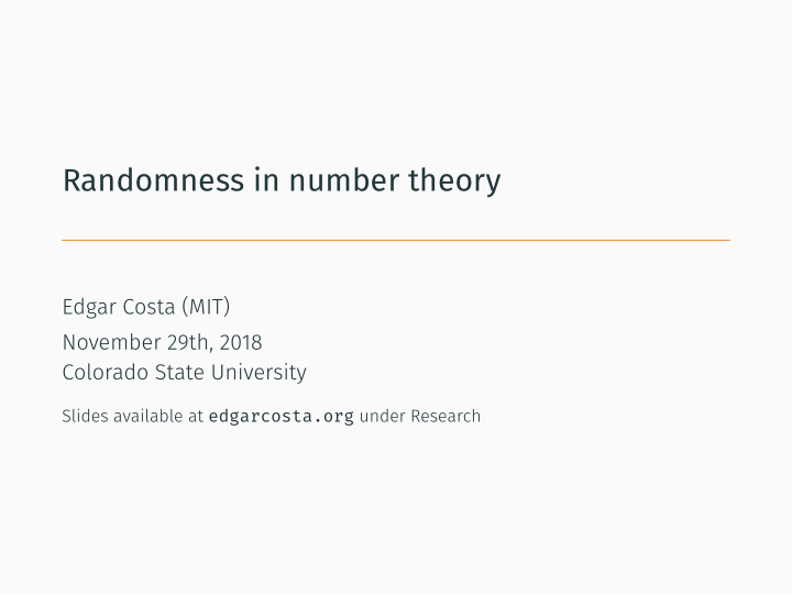 randomness in number theory