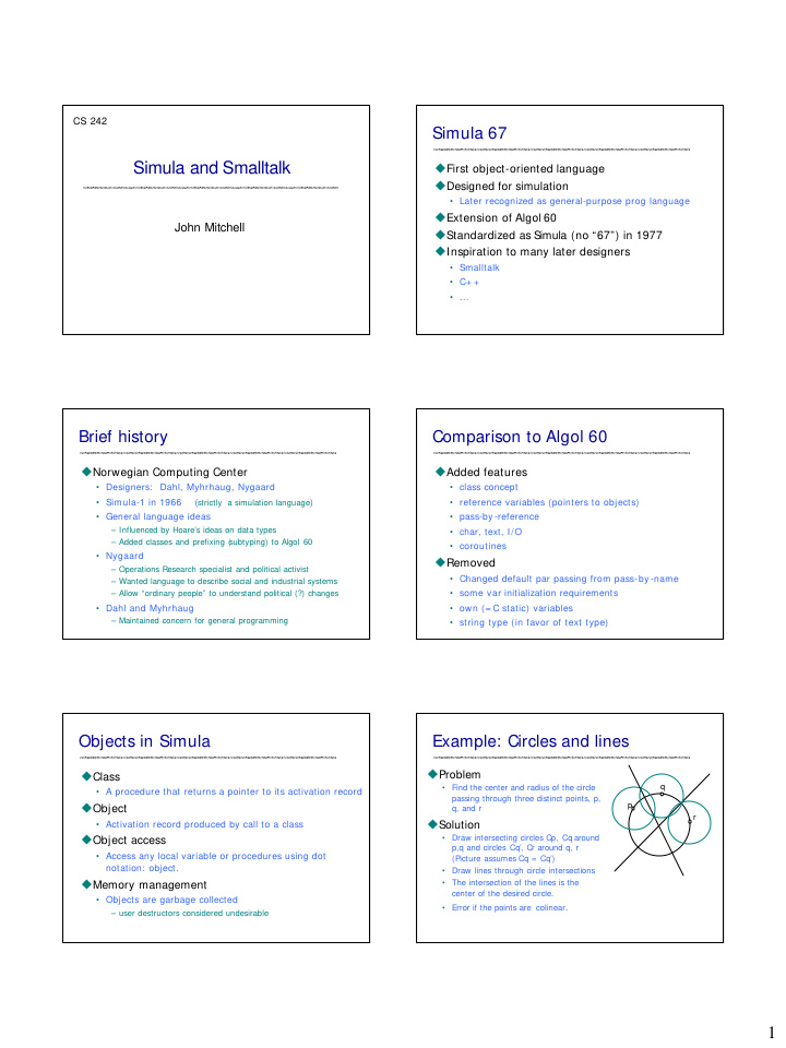 simula and smalltalk