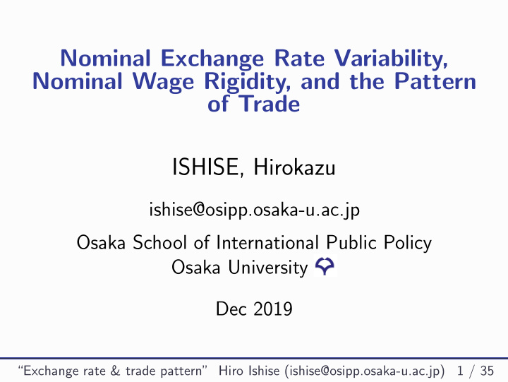 nominal exchange rate variability nominal wage rigidity