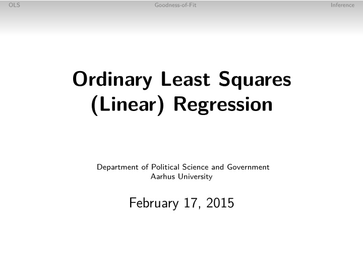 ordinary least squares linear regression