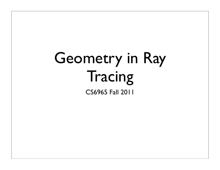 geometry in ray tracing