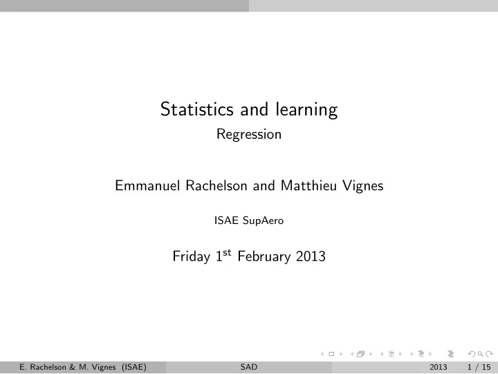 statistics and learning