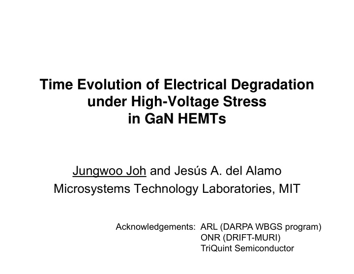 time evolution of electrical degradation under high