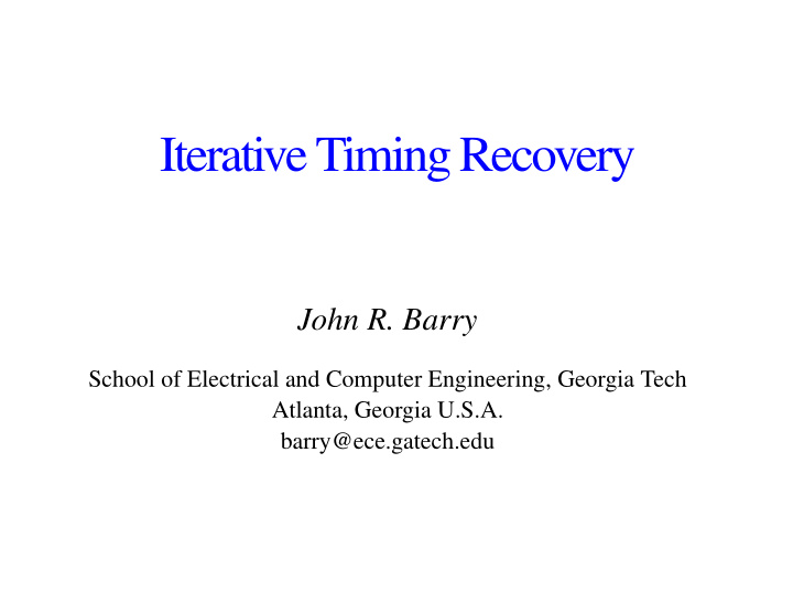 iterative timing recovery