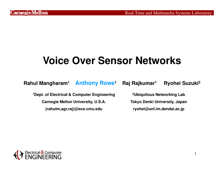 voice over sensor networks