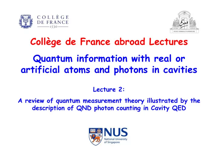coll ge de france abroad lectures quantum information