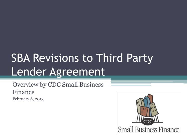 sba revisions to third party