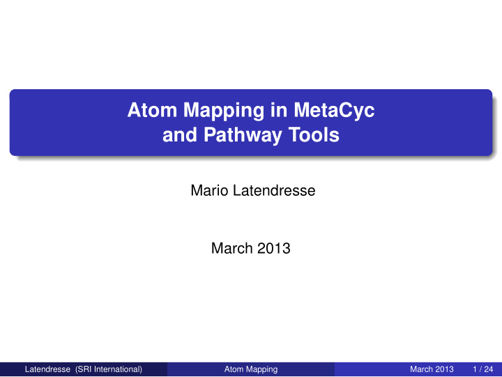 atom mapping in metacyc and pathway tools