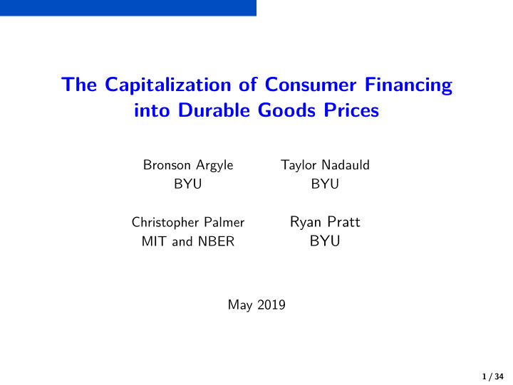 the capitalization of consumer financing into durable