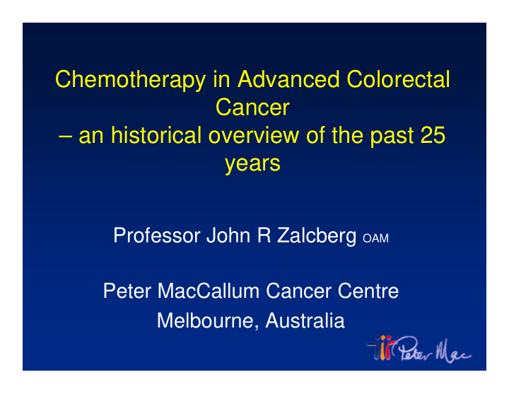 chemotherapy in advanced colorectal ch th i ad d c l t l