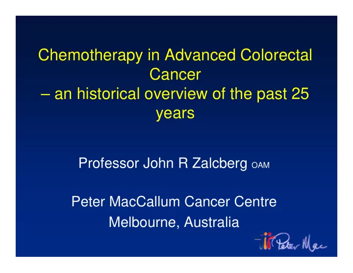 chemotherapy in advanced colorectal ch th i ad d c l t l