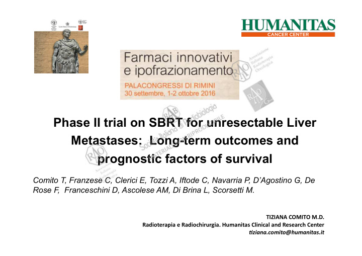 phase ii trial on sbrt for unresectable liver metastases