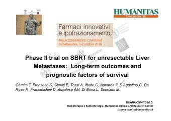 Phase II trial on SBRT for unresectable Liver  Metastases:  Long-term outcomes and prognostic