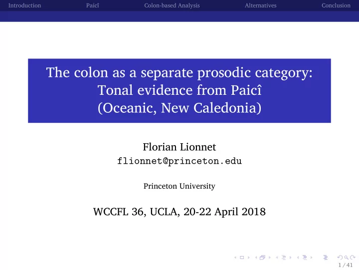 the colon as a separate prosodic category tonal evidence