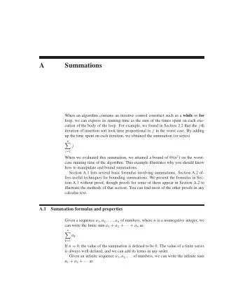 A  Summations When an algorithm contains an iterative control construct such as a while or for