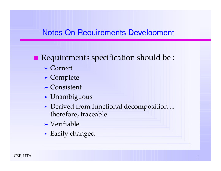 notes on requirements development requirements