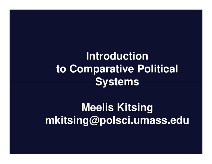 introduction to comparative political systems systems