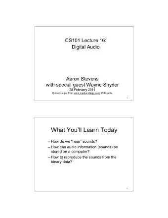 What Youll Learn Today   How do we hear sounds?   How can audio information (sounds)