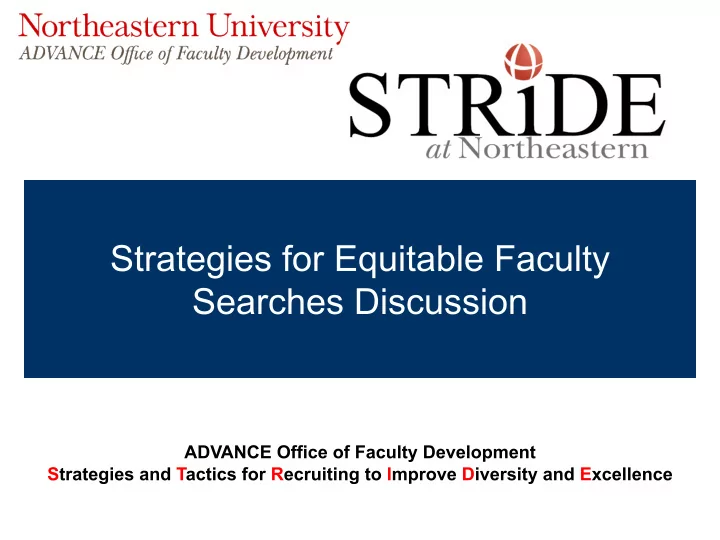 strategies for equitable faculty searches discussion