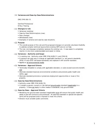1 Quick Comparison Variance (existing rule) Case  by  Case (new) Applies to any applicable