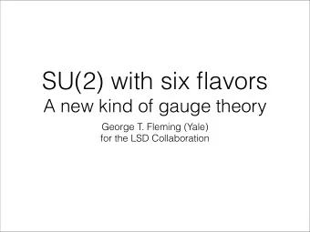 SU(2) with six flavors  A new kind of gauge theory  George T. Fleming (Yale)  for the LSD