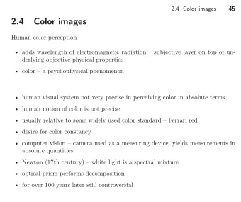 2.4  Color images  Human color perception   adds wavelength of electromagnetic radiation
