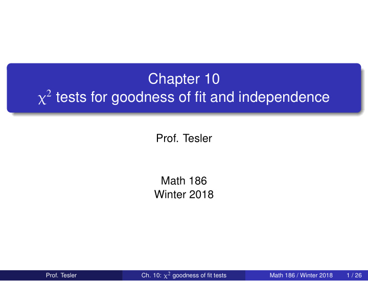 chapter 10 2 tests for goodness of fit and independence