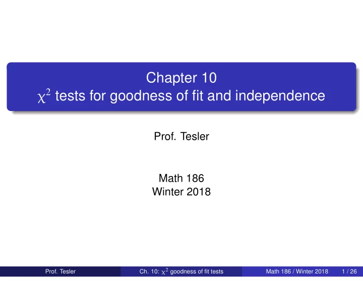 chapter 10 2 tests for goodness of fit and independence