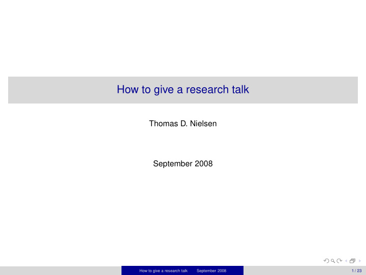 how to give a research talk